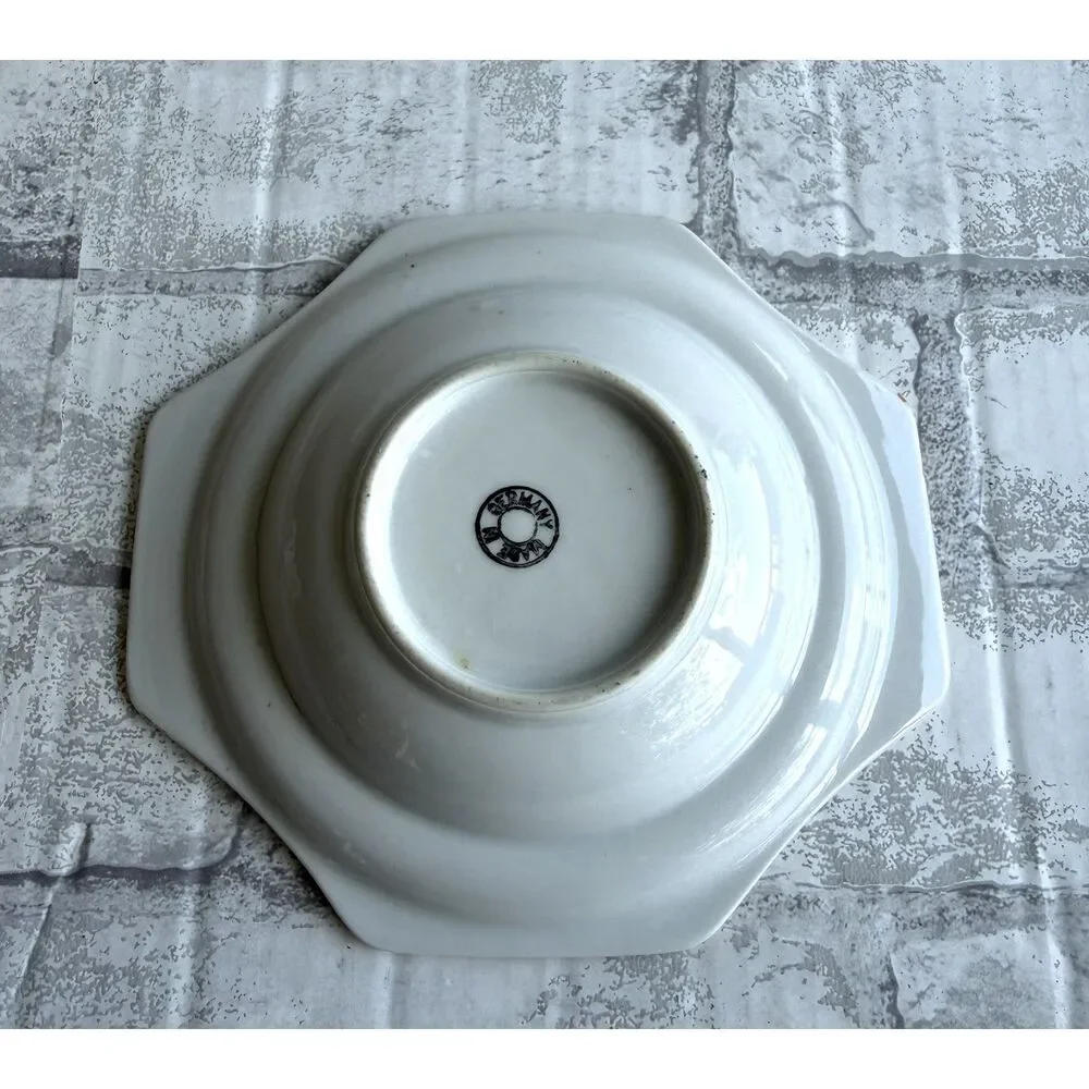 Vintage Germany Floral Glass Trinket Dish Small Scalloped Edge Ring Bowl